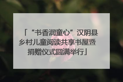 “书香润童心”汉阴县乡村儿童阅读共享书屋暨捐赠仪式圆满举行
