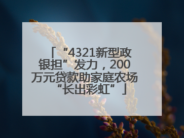 “4321新型政银担”发力，200万元贷款助家庭农场“长出彩虹”