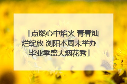 点燃心中焰火 青春灿烂绽放 浏阳本周末举办毕业季盛大烟花秀