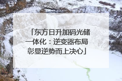 东方日升加码光储一体化：逆变器布局彰显逆势而上决心