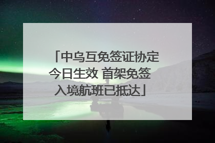 中乌互免签证协定今日生效 首架免签入境航班已抵达