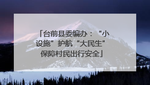 台前县委编办：“小设施”护航“大民生” 保障村民出行安全