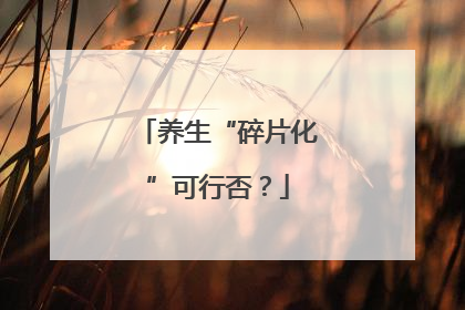 养生“碎片化”可行否？