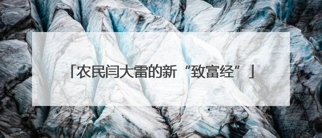 农民闫大雷的新“致富经”
