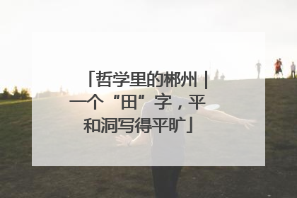 哲学里的郴州｜一个“田”字，平和洞写得平旷