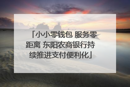 小小零钱包 服务零距离 东阳农商银行持续推进支付便利化