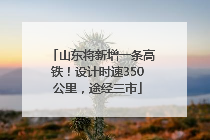 山东将新增一条高铁！设计时速350公里，途经三市