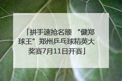 拼手速抢名额 “健郑球王”郑州乒乓球精英大奖赛7月11日开赛