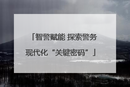 智警赋能 探索警务现代化“关键密码”