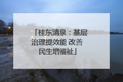 桂东清泉：基层治理提效能 改善民生增福祉