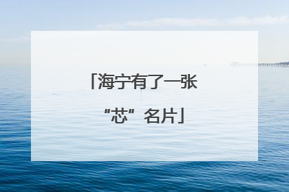 海宁有了一张“芯”名片