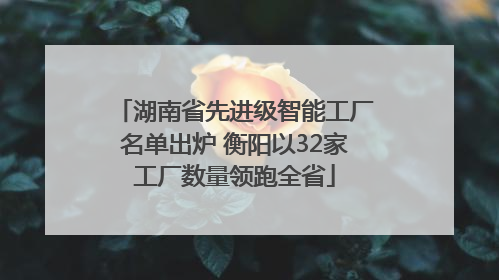 湖南省先进级智能工厂名单出炉 衡阳以32家工厂数量领跑全省