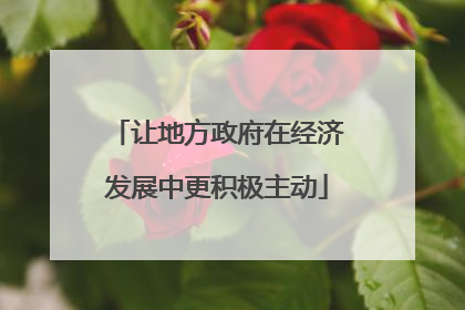 让地方政府在经济发展中更积极主动