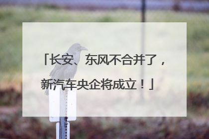 长安、东风不合并了，新汽车央企将成立！