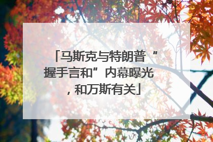 马斯克与特朗普“握手言和”内幕曝光，和万斯有关